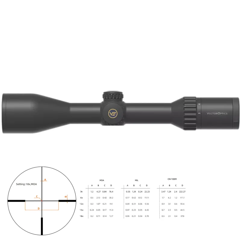 Vector Optics Continental 3-18X50 RET. G4 Fiber Illuminato